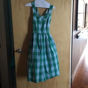 Cross back, adjustable strap, gingham dress